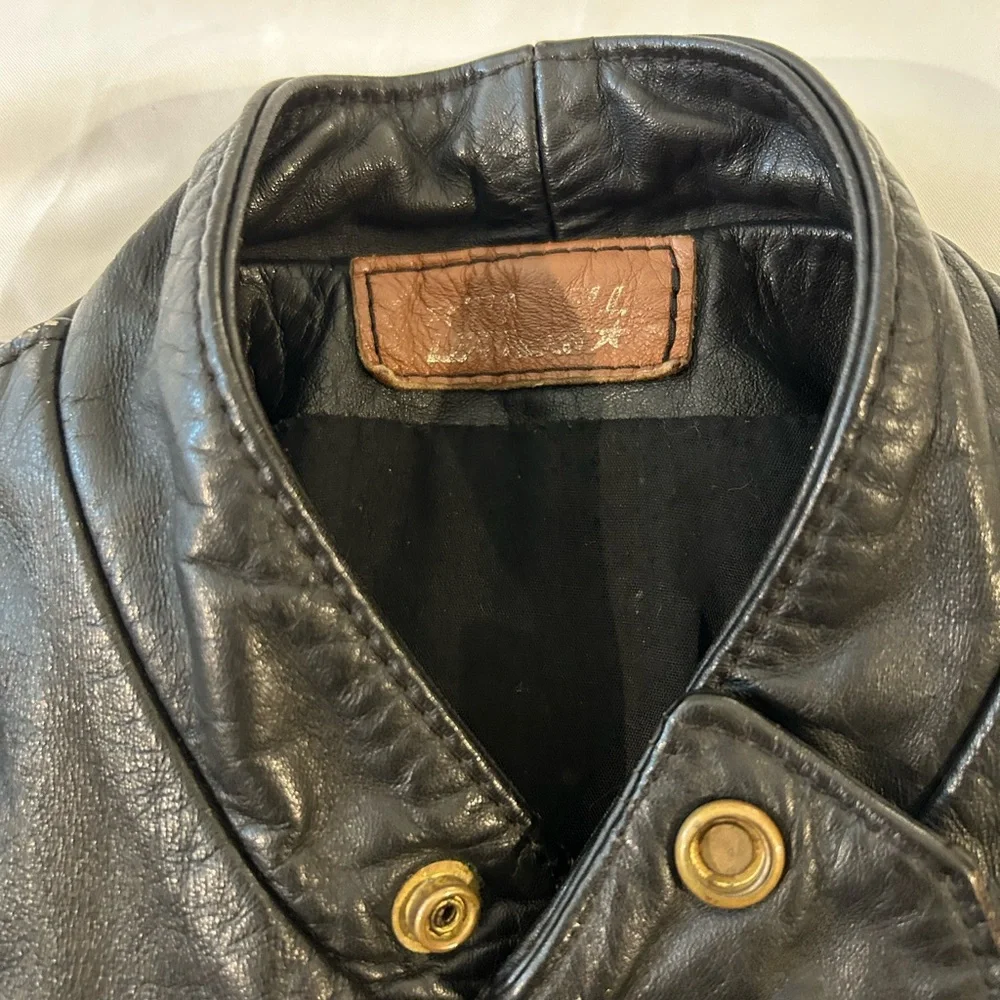 Vintage Brown Leather Motorcycle Jacket USA Made Size 42 Cafe Racer Distressed